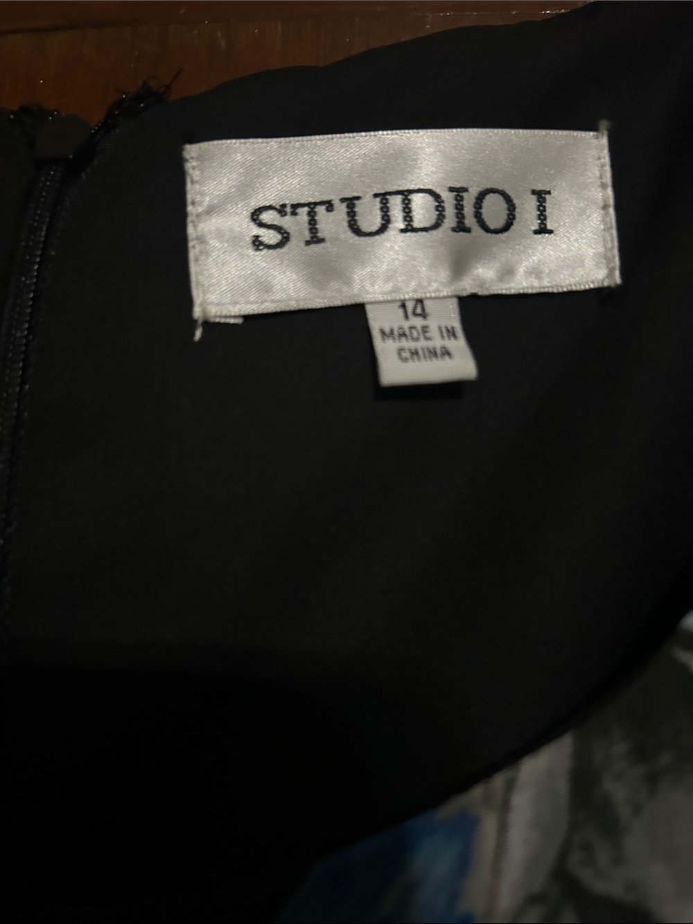Studio One Black Sleeveless A-Line Dress with Blue and Gray Floral Print - Picture 5 of 8